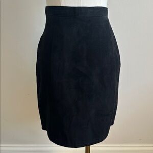 Vintage 90s Suede Leather High Waist Black Pencil Skirt Indie‎ Sleaze Rock Goth